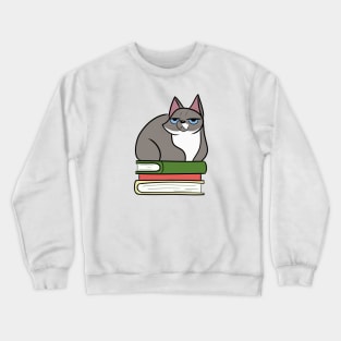 Grumpy Book Cat Crewneck Sweatshirt